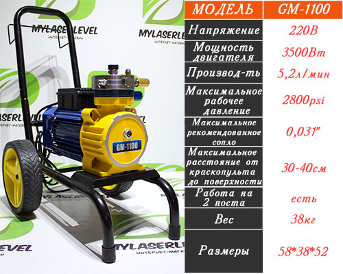 Безвоздушный мембранный окрасочный аппарат GM-1100